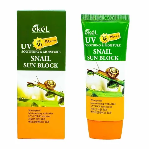 이켈 수딩 앤 모이스처 스네일 선블럭 메이크업 베이 자외선차단 선크림 썬블럭