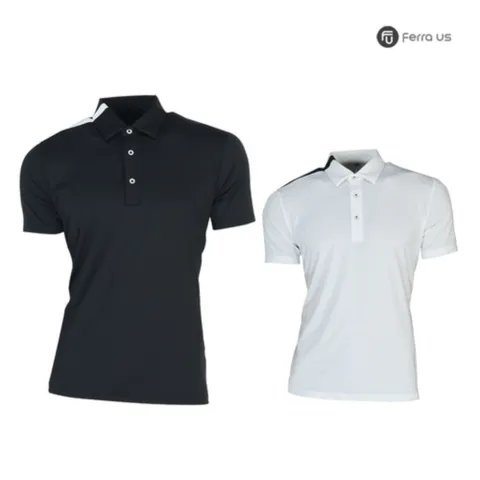 남성 여름 골프웨어 골프 카라 어깨 라인 반팔 티셔츠