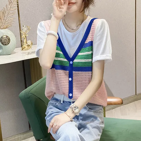 루아 레이어드 니트 탑