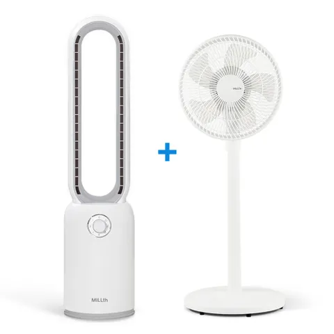 [MILLTH] AC다이얼 날개없는 선풍기 + 10인치 5엽날개 서큘레이터