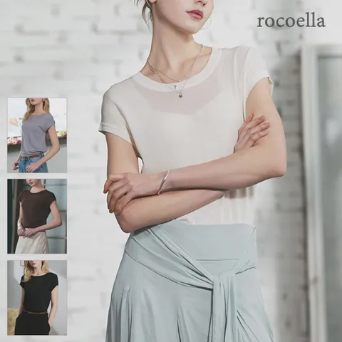 클루드 시스루 캡슬리브 여성 니트