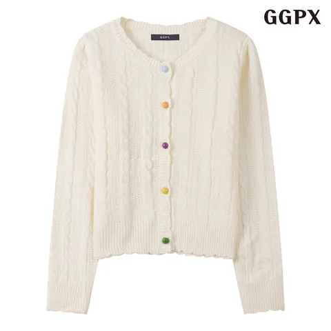 [롯데백화점][지지피엑스]스위트 컬러풀 버튼 긴팔 가디건 (GQCCK004D)