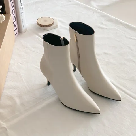 [브리치] 컴온슈 / (성수동 수제화) 티타니 소가죽 앵클부츠힐 (7cm)