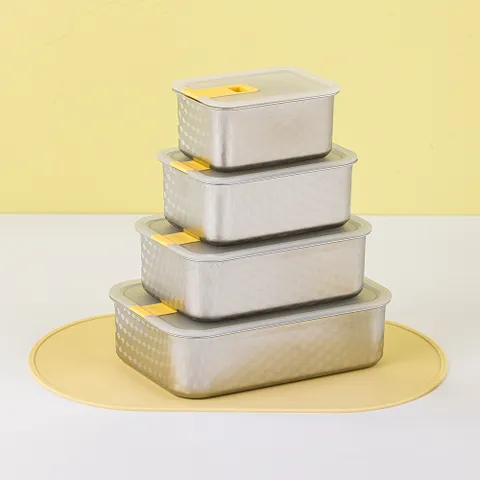 퍼펙트씰S 스텐 모듈형 밀폐용기 직사각 4종 세트 550ml+800ml+1150ml+1650ml