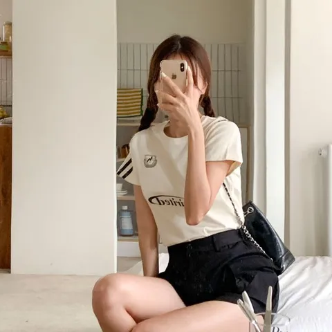 [하프클럽/스프리츠 라인 크롭 반팔 티셔츠(4color)