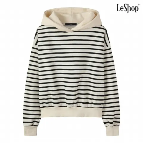 정상가:79,000원 ㅣ 스트라이프 후드 기모 배색 티셔츠 (DP4LW001A)