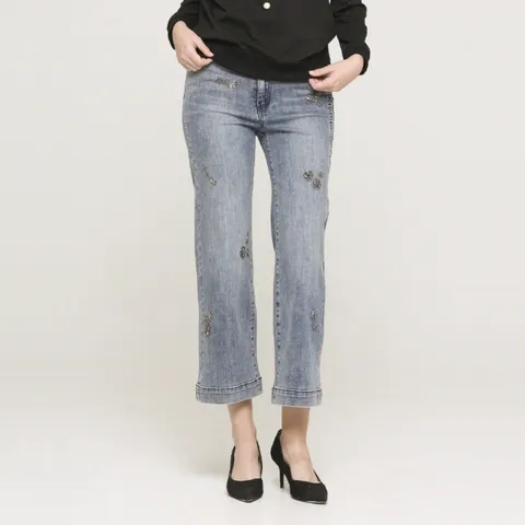 [롯데백화점][손정완]데일리룩 손정완 비딩 포인트 와이드 데님 팬츠 ZJL53040