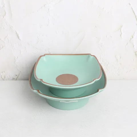 YU 멜라민 궁그린 굽 사각찬기 2size  궁그린30-4.7