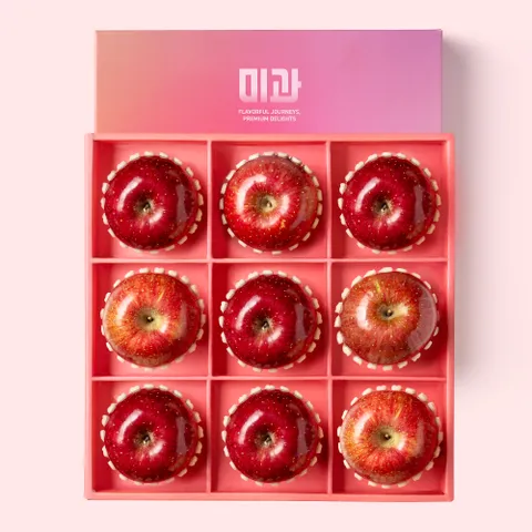 [미과 Red Garden] 프리미엄 고당도 선물세트 사과 특대과 9입(3kg이상)/레드가든 사과 특대과 9입(3kg이상)