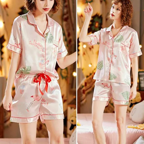 여자 예쁜 잠옷 위아래 세트 여름용 신혼 여행 준비 여성반팔잠옷 여름잠옷세트