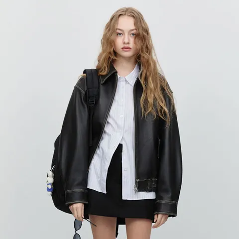 던스트 UNISEX LAMBSKIN LEATHER BLOUSON BRUSHED BLACK_UDJU5A102G3