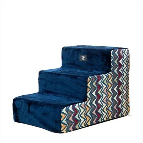 D11 보헤미안 3단 스텝 네이비 침대 소파 강아지계단 강아지스텝 애견스텝 반려견계단