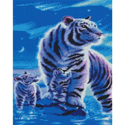 캔버스보석십자수 백호 가족  캔버스  보석십자수 40x50 동물보석십자수