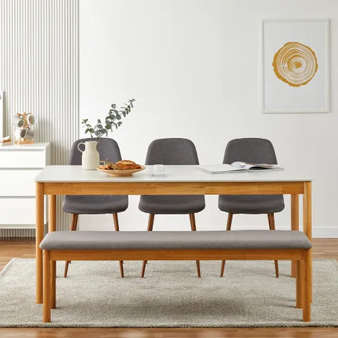 그리드 포세린테이블 6인화이트벤치세트 그리드벤치1, 키에티그레이3