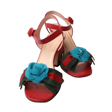 [중고명품]  453429 실비 플라워 미드힐 샌들 35 1229953 4