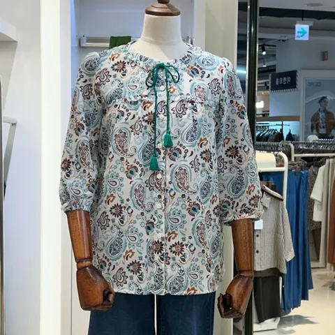 안지크 DP02 아가일무늬st 쉬폰 앞단추 블라우스 AI2BL5290 (50825687)