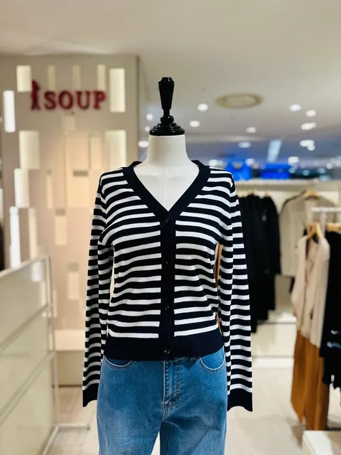 브이넥 단가라 니트 가디건 SZ3GD31 463694