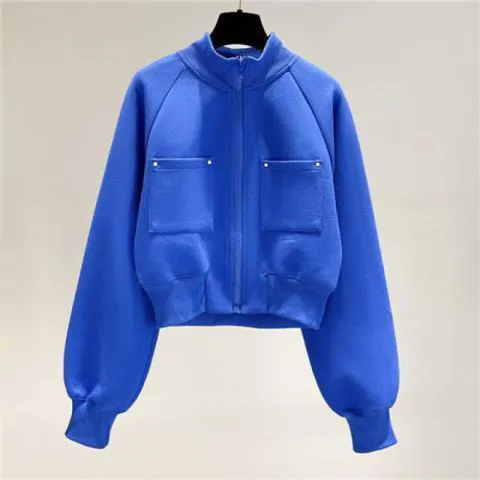 [브리치] 허그허그 / 블랜 레터링 숏집업 스왓 자켓