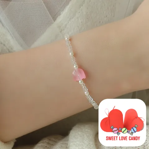 [+SWEET LOVE CANDY 패키지] 핑크튤립(사랑의 시작) 비즈 팔찌+핑크선물포장+쇼핑백