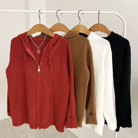 [브리치] 허니제이 / 모엣 보들 후드 집업 울 긴팔 니트(4color)