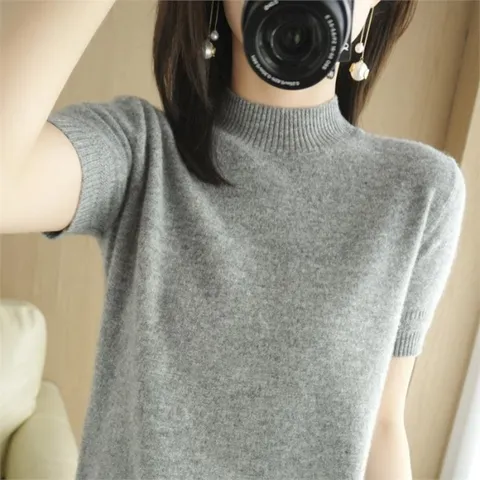 여성  반폴라 니트티 반팔  스웨터 snt-02 (9255850)