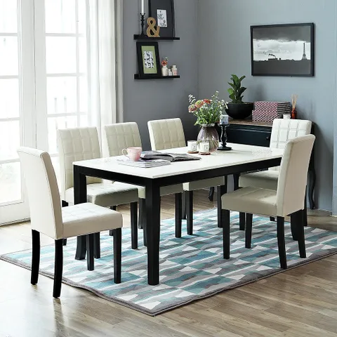 [착불] 데미안 에코 6인용 대리석 식탁세트 의자포함