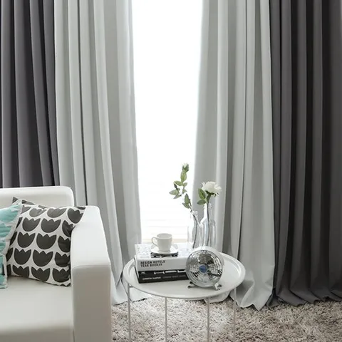 파라다이스홈 3중풀달 암막 커튼 콤비 커튼 카키 라이트그레이