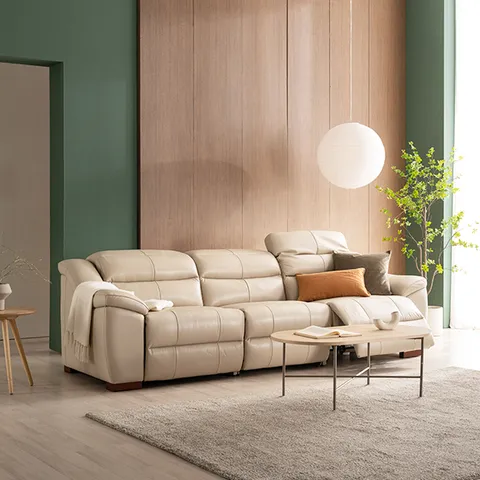 [CJ최저가]칸느 전동 4인용 천연통가죽 리클라이너 소파