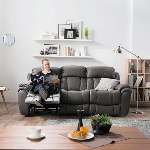 몽베르 전동 3인용 홈바 All천연통가죽 리클라이너 소파