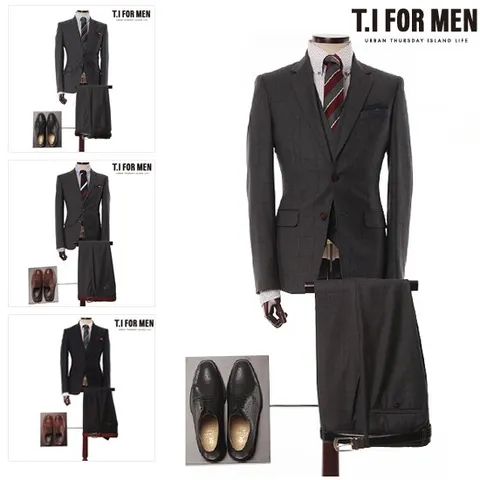 TI FOR MEN  티아이포맨 모100 체크 투버튼 정장수트 6종택1
