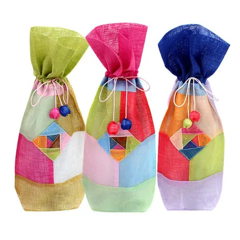 모시 조각보 병 주머니