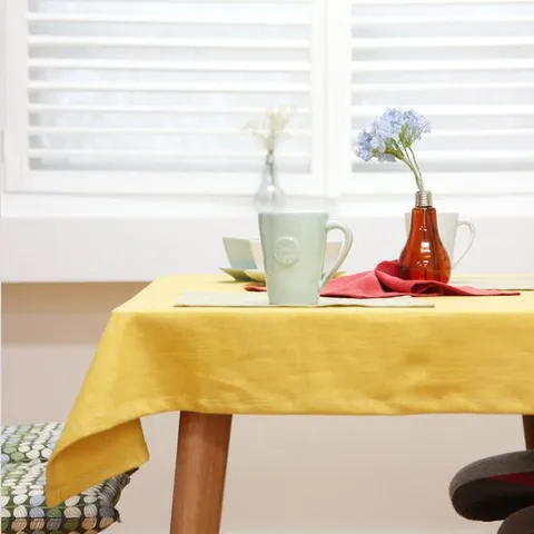 레브라이프 내츄럴 린넨 식탁보 2인용 머스타드옐로