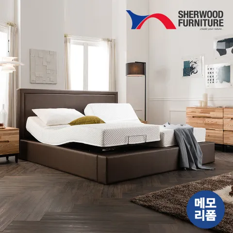 쉐우드가구  헤븐리 모션베드 가죽 전동침대 TWIN트윈(메모리폼 매트리스 S+S포함)