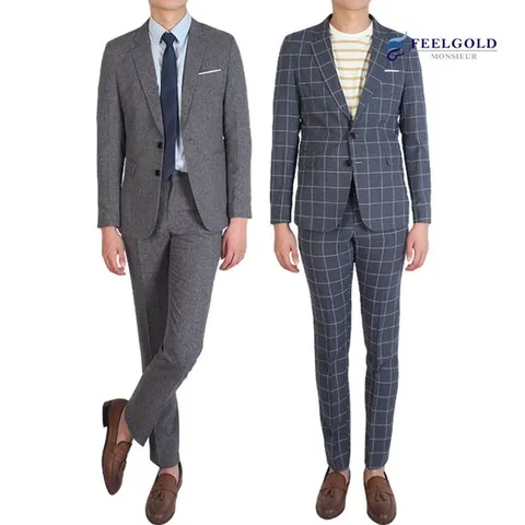 필골드 여름혼방 솔리드 남성 정장자켓 팬츠 상하세트 SD447N45