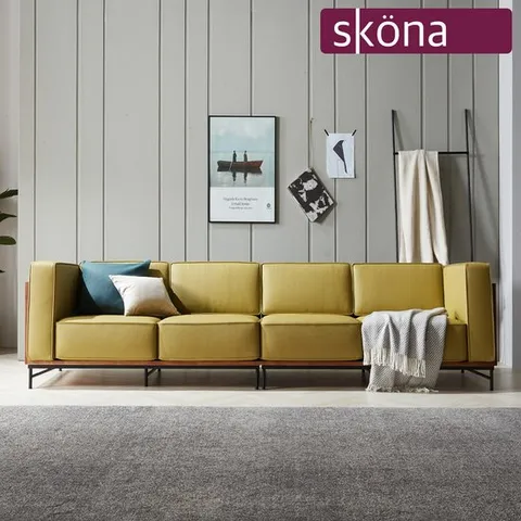 스코나 코이에 원목 가죽 4인 소파