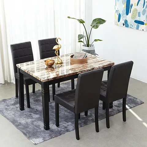 [착불] 제니스 에코 4인용 대리석 식탁세트 의자형 벤치형 의자포함