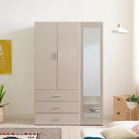 봉쥬르 1200 전신경 3단서랍 옷장세트