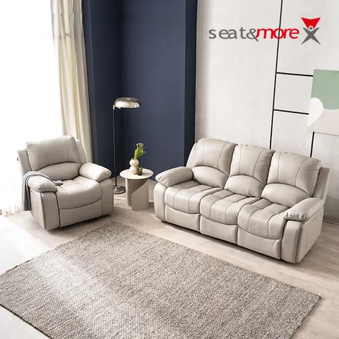 시트앤모어 버클리 전동 1+3인 홈바 천연소가죽 리클라이너 소파