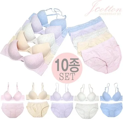 [하프클럽/제이투와이]노와이어 면스판 기본 몰드스포츠 밴딩브라팬티10종