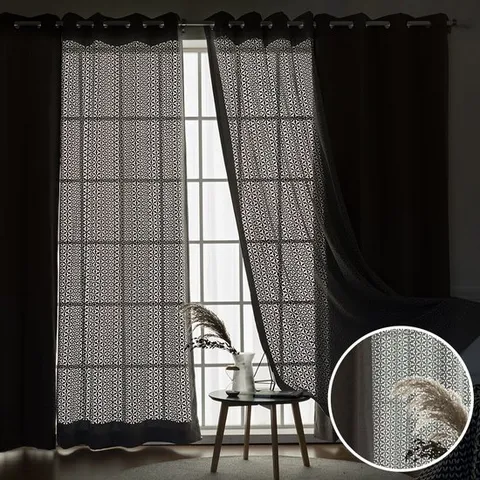 까르데코 모카펀칭 + 어슈어 암막 거실커튼 4장