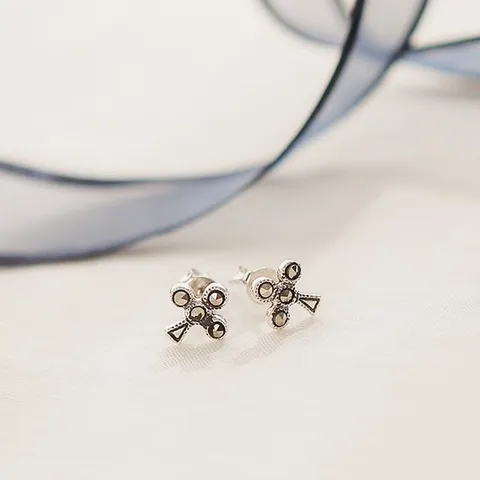 제이로렌 9M01907 클로버 마카사이트 원석 실버귀걸이