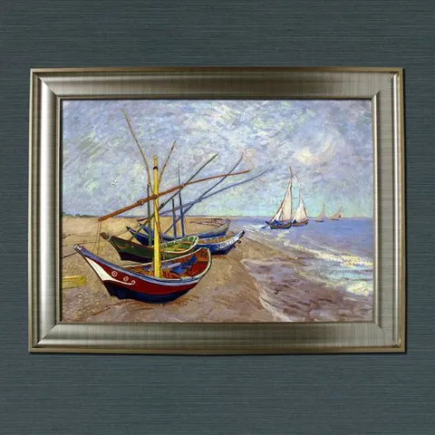 무료배송 생트마리해변의 고깃배 캔버스명화 대형 그림액자 자체제작 인테리어 엔틱몰딩