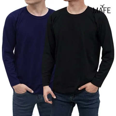 메이프 긴팔 베이직 라운드 티셔츠 블랙/네이비