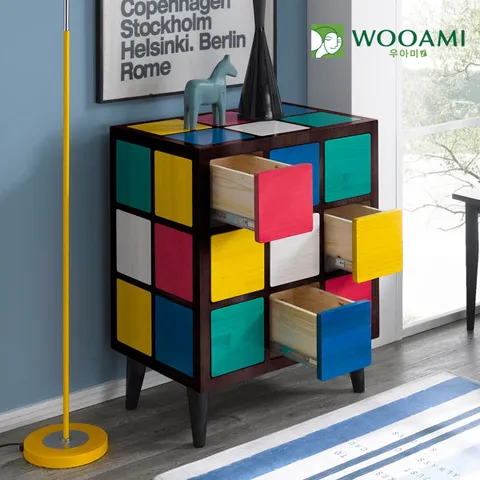 [우아미가구]칼라콤비 원목 9칸서랍장