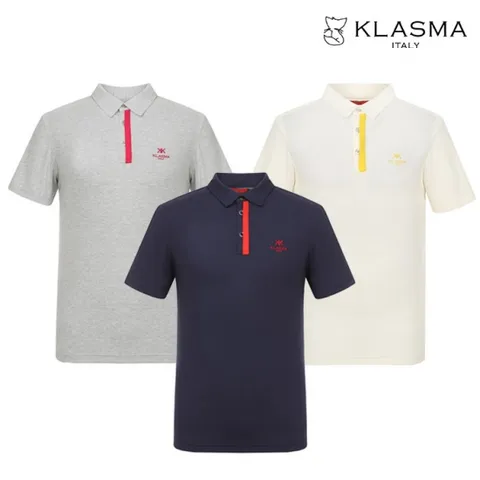 KLASMA 남성 포인트 배색 카라 반팔 티셔츠 3종 택1