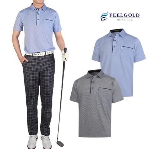 [필골드] 파크타운 남성 스판잔줄 반팔 카라 티셔츠 PT607n608