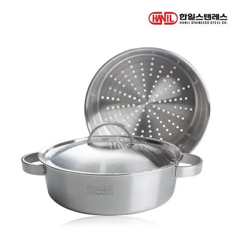 한일스텐레스 에스씨엠SCM 프리미엄 통오중 스텐냄비 2종세트F 24전+스티머