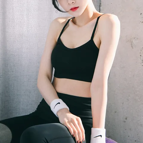 노와이어 요가 백크로스 베이직 스트랩 브라탑_CY116