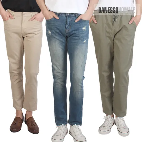 [필골드] 남성 밴딩 면 청 스판팬츠 CL1009n5060