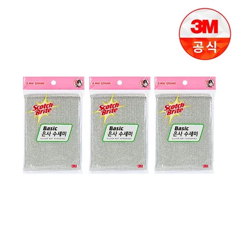 베이직 일반세척용 은사 수세미 1입 3개세트